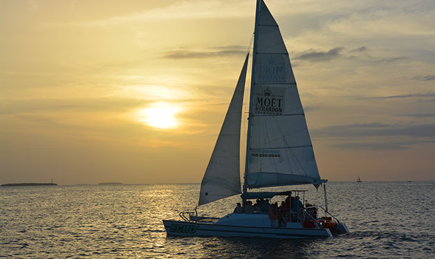 Sunset view from a boat in the Florida Keys